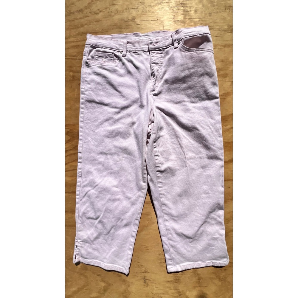 Gloria Vanderbilt Amanda Slimming Capri Pants Pink High Rise Cropped Jeans 12